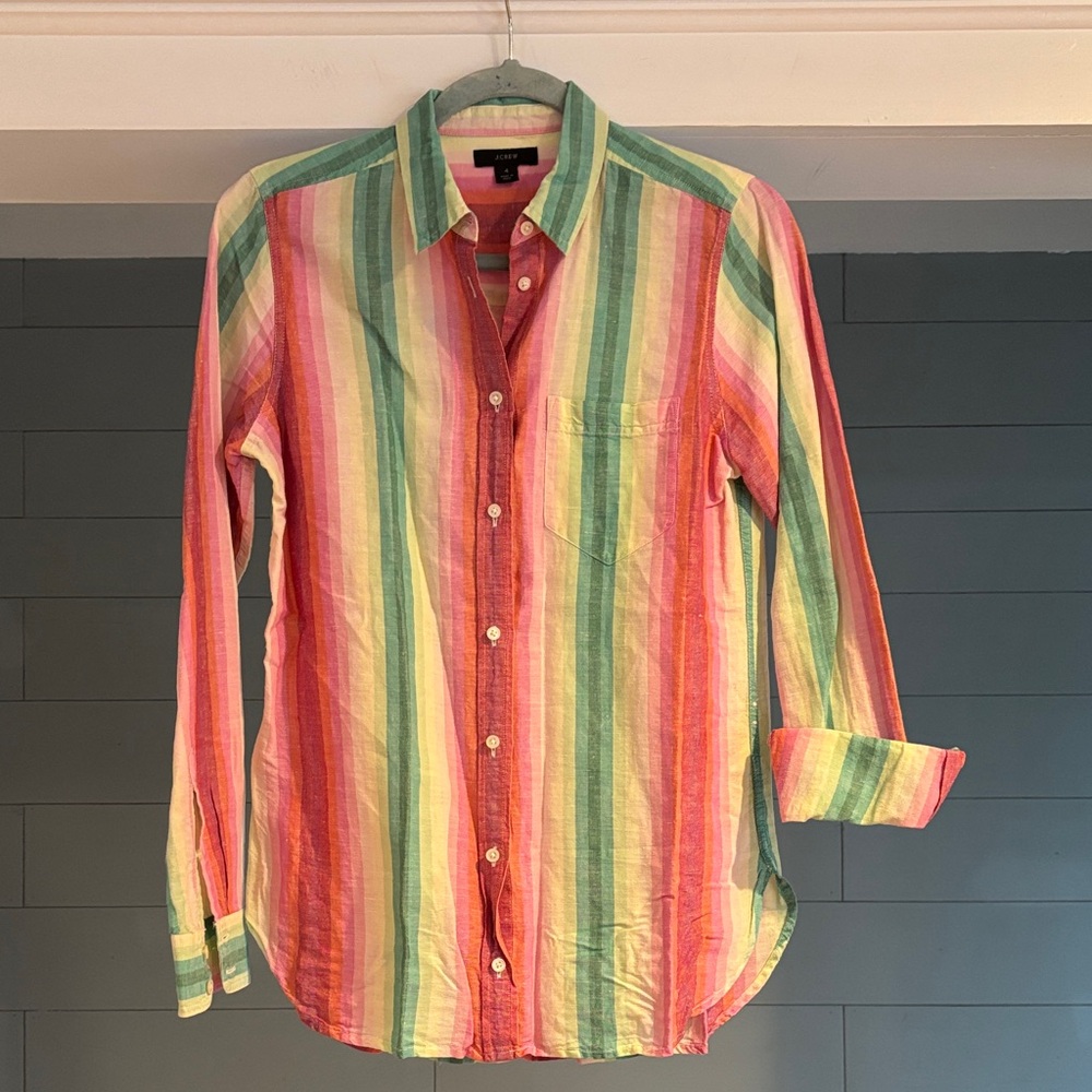 J. Crew Classic-fit boy shirt in rainbow stripe